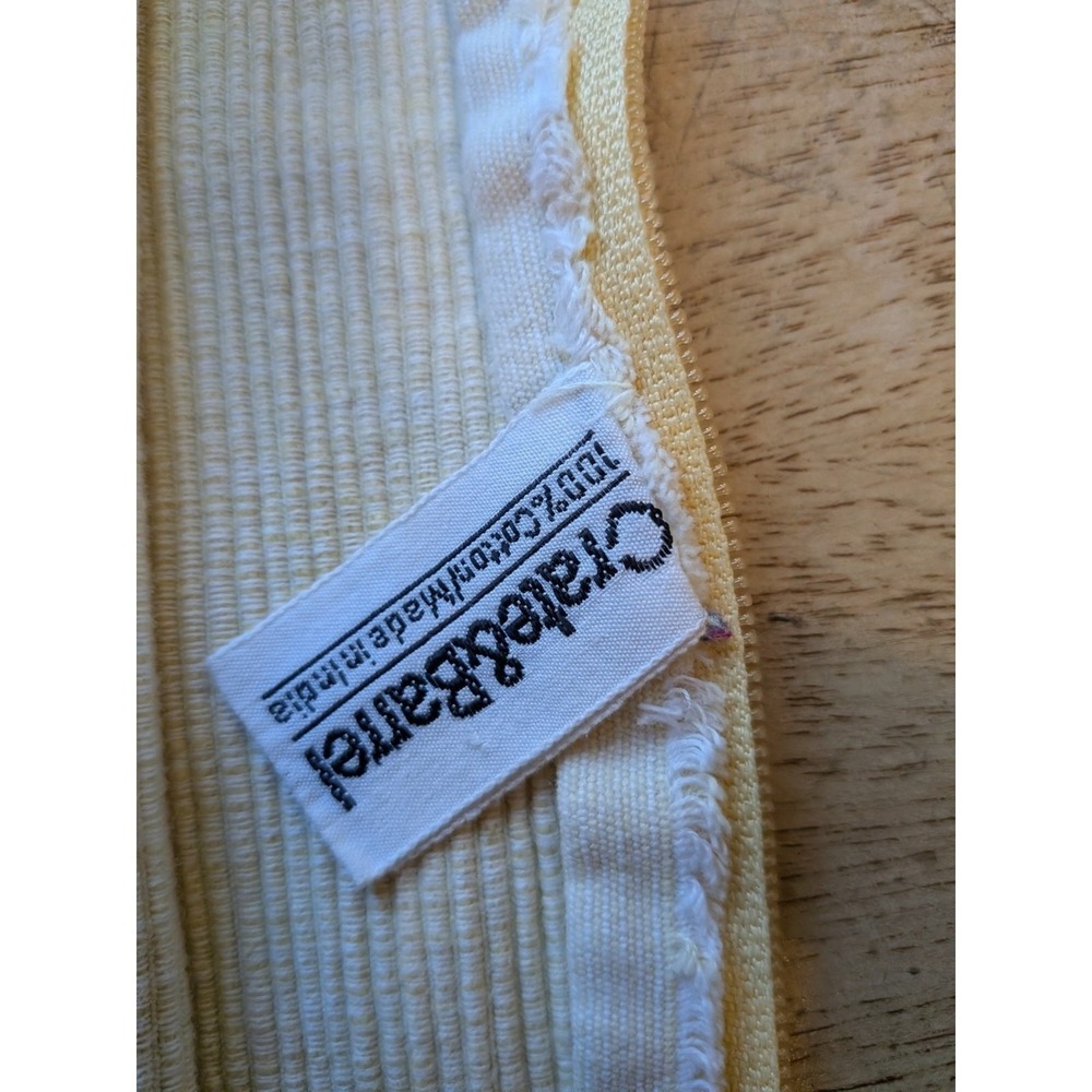 Crate & Barrel Ribbed Cotton Throw Pillow Cover Pale Yellow Cream Square 18x18 - Picture 4 of 7